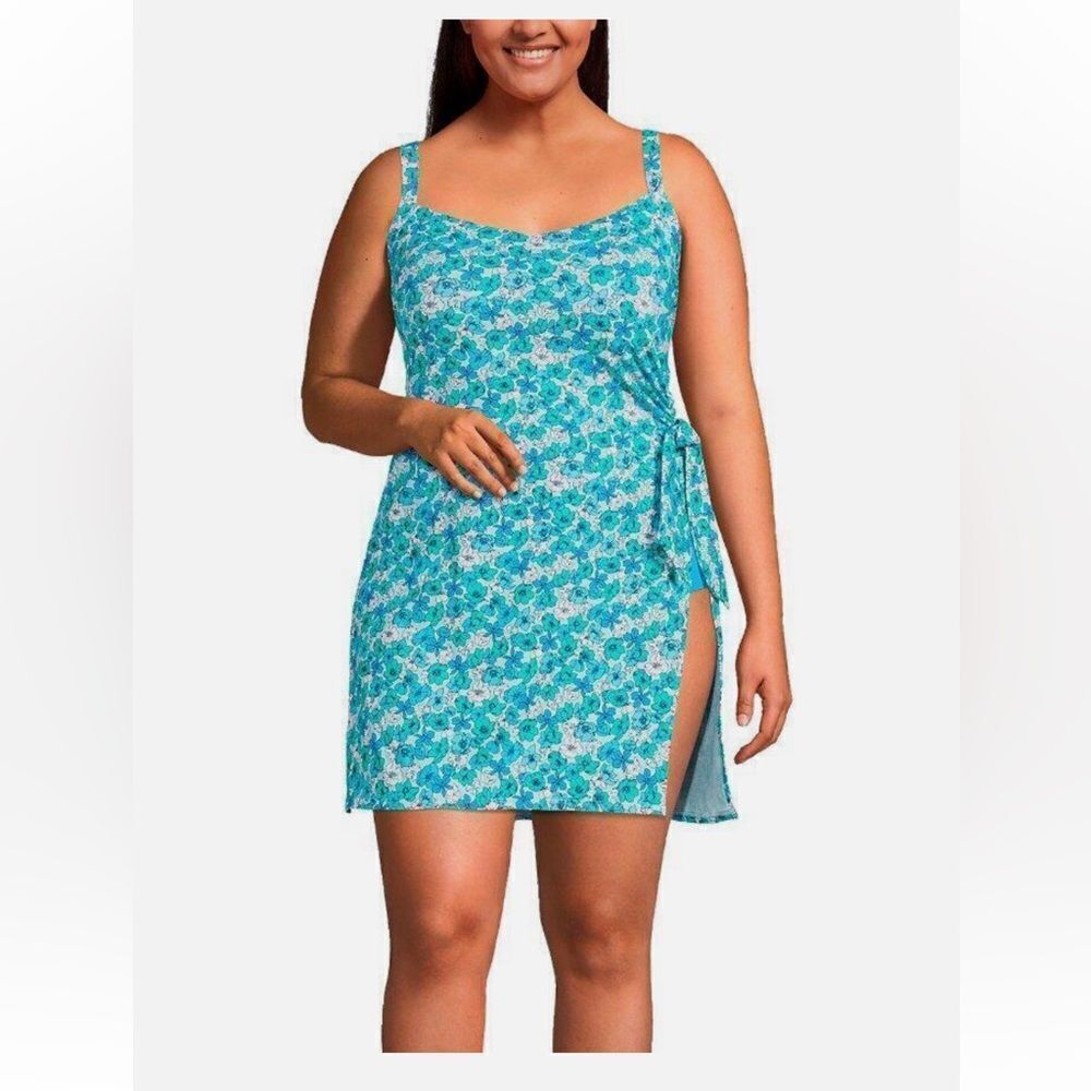 LANDS' END Size 8 Chlorine Resistant UPF 50 Sweetheart Swimdress MSRP $135